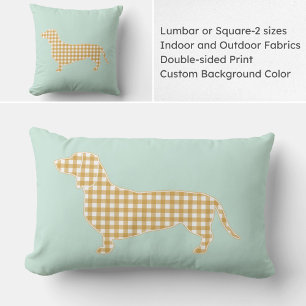 Oreiller Silhouette Teckel Gingham - Menthe et Bru