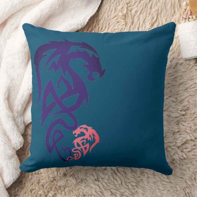 Oreiller simple à lancer bleu Dragon unique (Couverture)