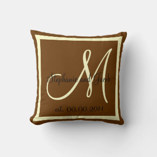 Oreiller souvenir de mariage Brun et Crème d'Autom