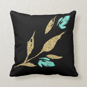 Oreiller Turquoise et or noir