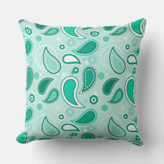 oreiller vert à motifs paisley