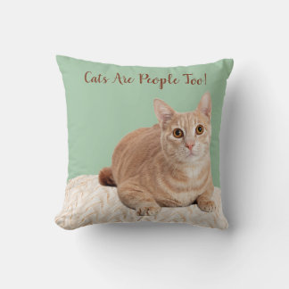 Oreiller vert Jeu Chat orange