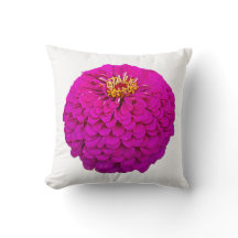 Oreiller vibrant fleur de zinnia rose