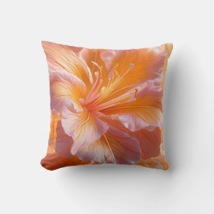 Oreiller vibrant floral d'hibiscus pêche