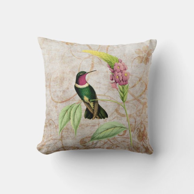 Oreiller Vintage de colibri d'Améthyste (Recto)