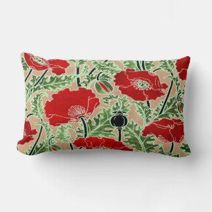 Oreiller vintage rouge coquelicot