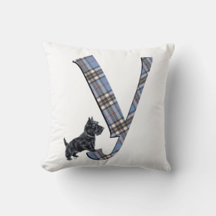 Oreiller Y monogramme Terrier Écossais