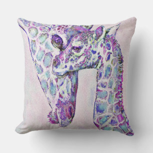 Oreillers à lancer avec Giraffe violette Imprimer