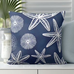 Oreillers à lancer blanc bleu étoile
