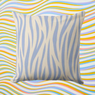 Oreillers à lancer bleu et beige Zebra - Moderne