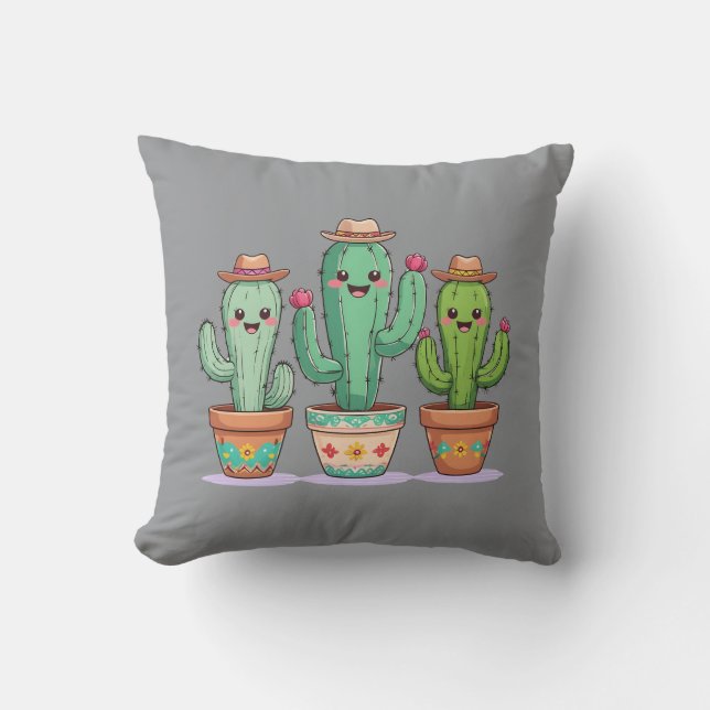 Oreillers à lancer Boho Cactus (Recto)