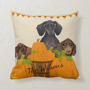 Oreillers à lancer de Dachshund Thanksgiving