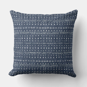 Oreillers à lancer de la marine Indigo Blue Dots