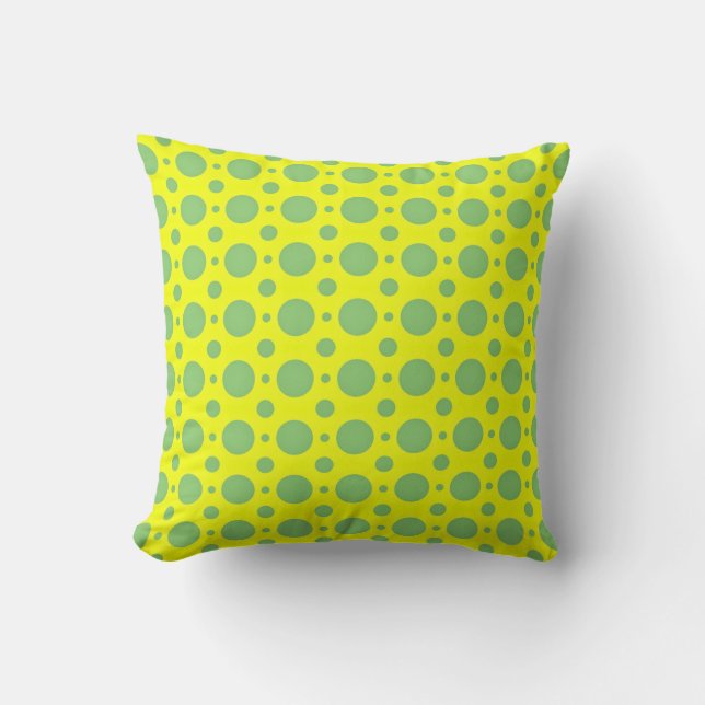 Oreillers à lancer de pois vert et jaune Sage (Recto)