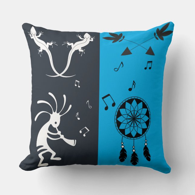 Oreillers à lancer de style amérindien Kokopelli (Recto)