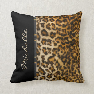 Oreillers à lancer de style léopard monogramme