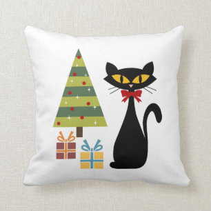Oreillers à lancer du chat de Noël du milieu du 