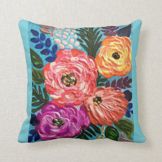 Oreillers à lancer floral bleu clair
