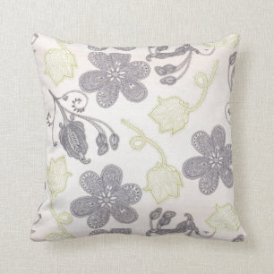 Oreillers à lancer floral gris et vert