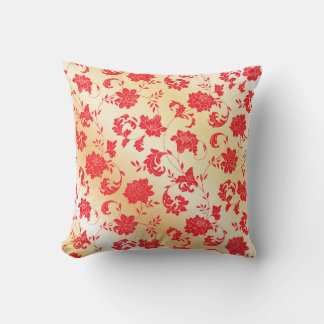 Oreillers à lancer Floral Rouge et Or