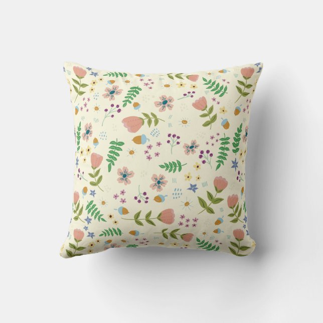Oreillers à lancer floraux de bois (Verso)