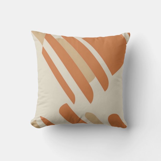 Oreillers à lancer géométrique d'orange et de crèm (Recto)