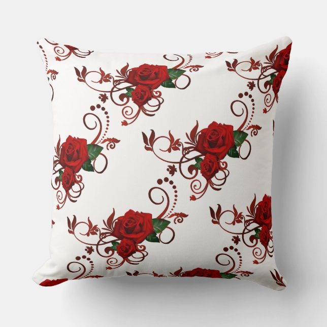 Oreillers à lancer Motif décoratif Roses rouges (Recto)