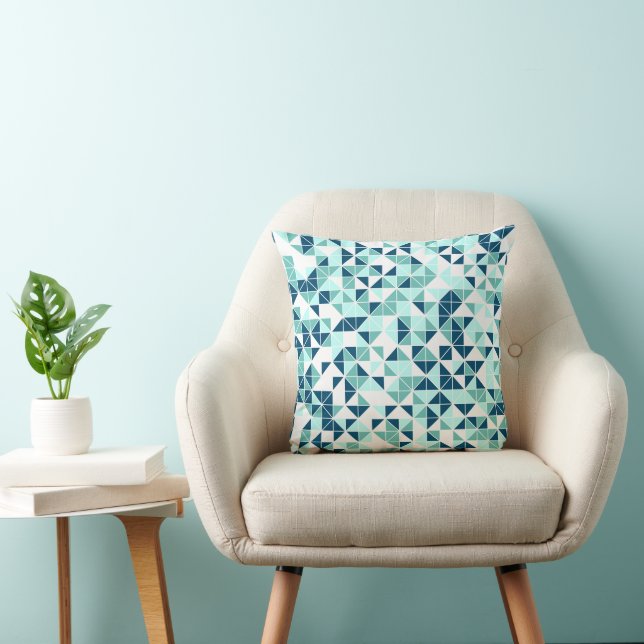 Oreillers à lancer Motif géométrique à menthe Turq (Chaise)