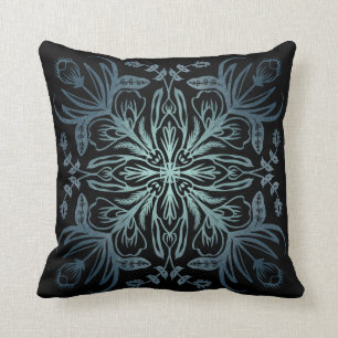 Oreillers à lancer noir Indigo Turquoise Boho
