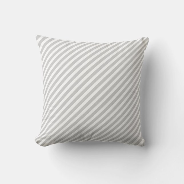 Oreillers à lancer rayés gris et blanc (Recto)