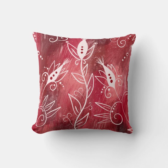 Oreillers À Lancer Rouge Et Blanc (Recto)
