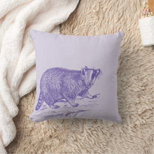 Oreillers à lancer violet Raccoon