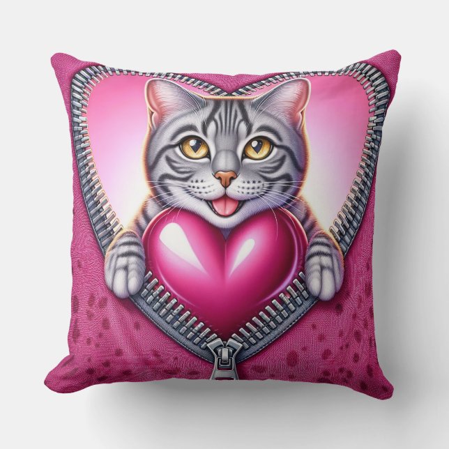 Oreillers de chat collection chat avec coeur (Recto)