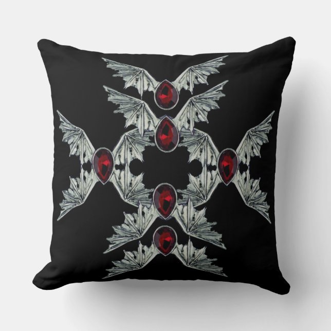 Oreillers de chauve-souris de sang gothique noir (Recto)