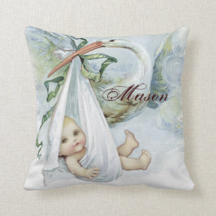 Oreillers de nurserie Vintage Blue Stork pour bébé