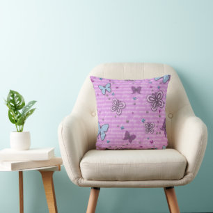 Oreillers décoratifs violet et bleu papillon
