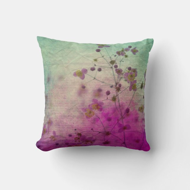 Oreillers D'Impression Fleur sauvage Rose Et Vert (Recto)