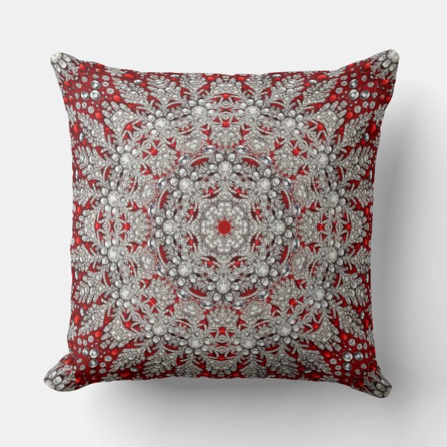 Oreillers Jumelé Rouge Argent Décoratif (Recto)