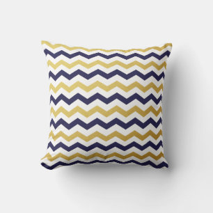 Oreillers Motif à lancer Gold & Navy Blue Chevron