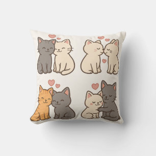 Oreillers pour couples de chats mignons