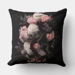 Oreillers vintage bordeaux crémeux Floral Throw