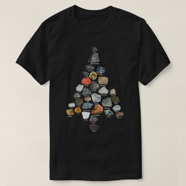 Ores Minerals Gems Rocks collecting Christmas Tree T-Shirt (Design Front)