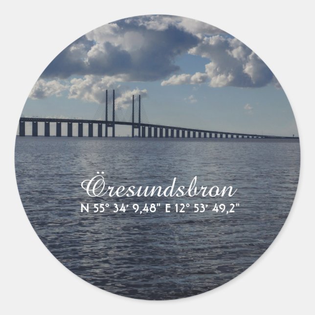 Oresund Bridge, Malmö Classic Round Sticker (Front)