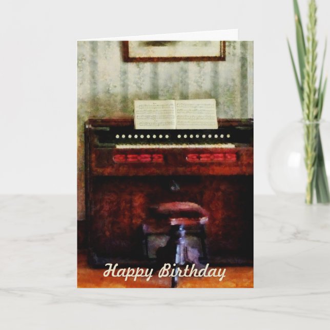 Organ and Swival Stool - Birthday Card (Front)