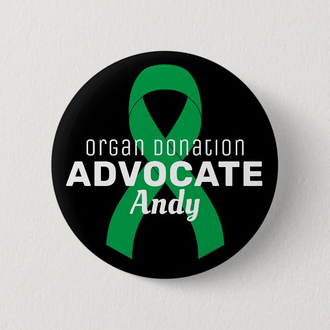 Organ Donation Advocate Ribbon Black Button (Front)