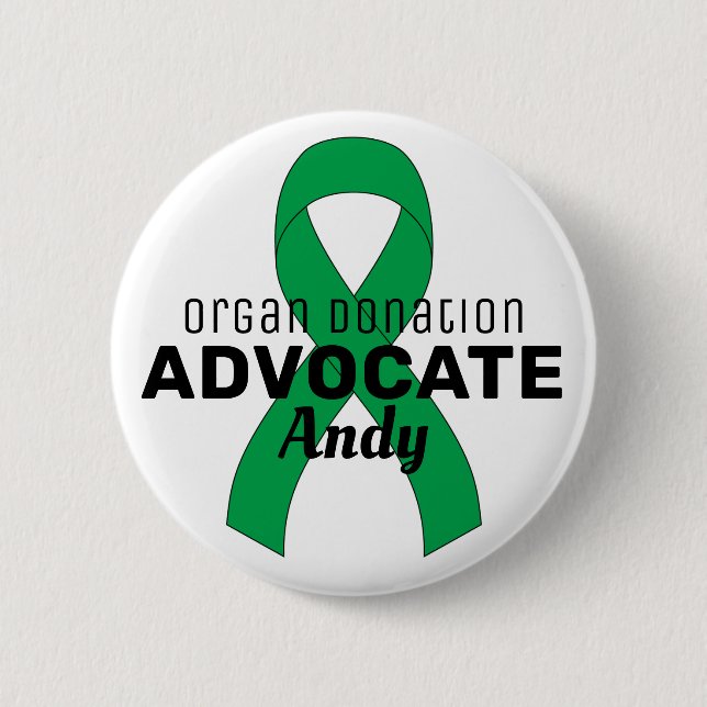 Organ Donation Advocate Ribbon White Button (Front)