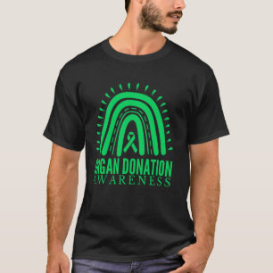 Organ Donation Awareness Rainbow Ribbon Green T-Shirt