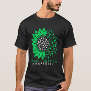 Organ Donation Awareness Sunflower Ribbon Green T-Shirt