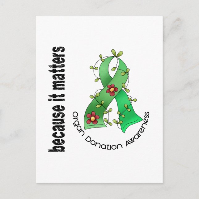 Organ Donation Flower Ribbon Postcard (Front)