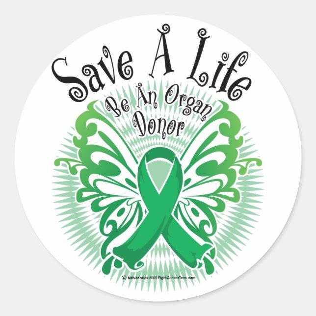 Organ Donor Butterfly 3 Classic Round Sticker (Front)